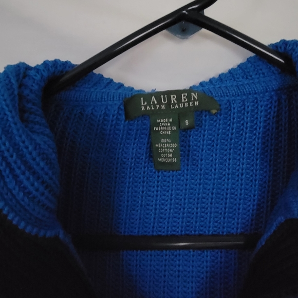 Ralph Lauren Hooded Exaggerated Collar Sweater Blue Cotton Small - Picture 5 of 5